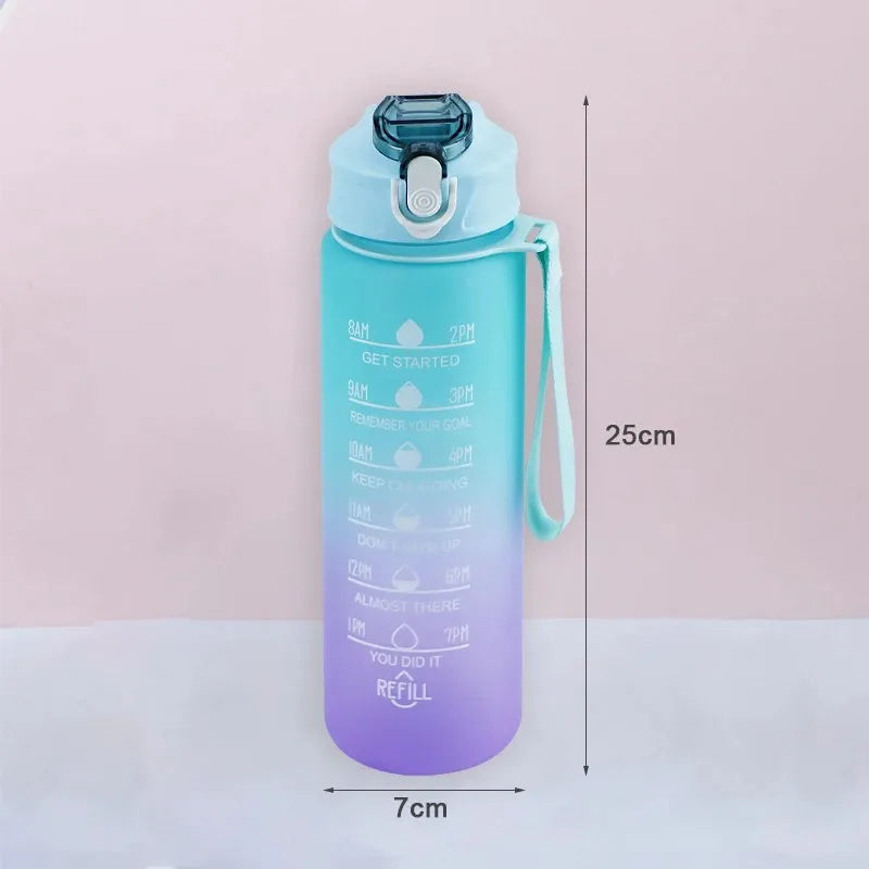 Garrafa de água esportiva com marcador de tempo, copo à prova de vazamento frete grátis