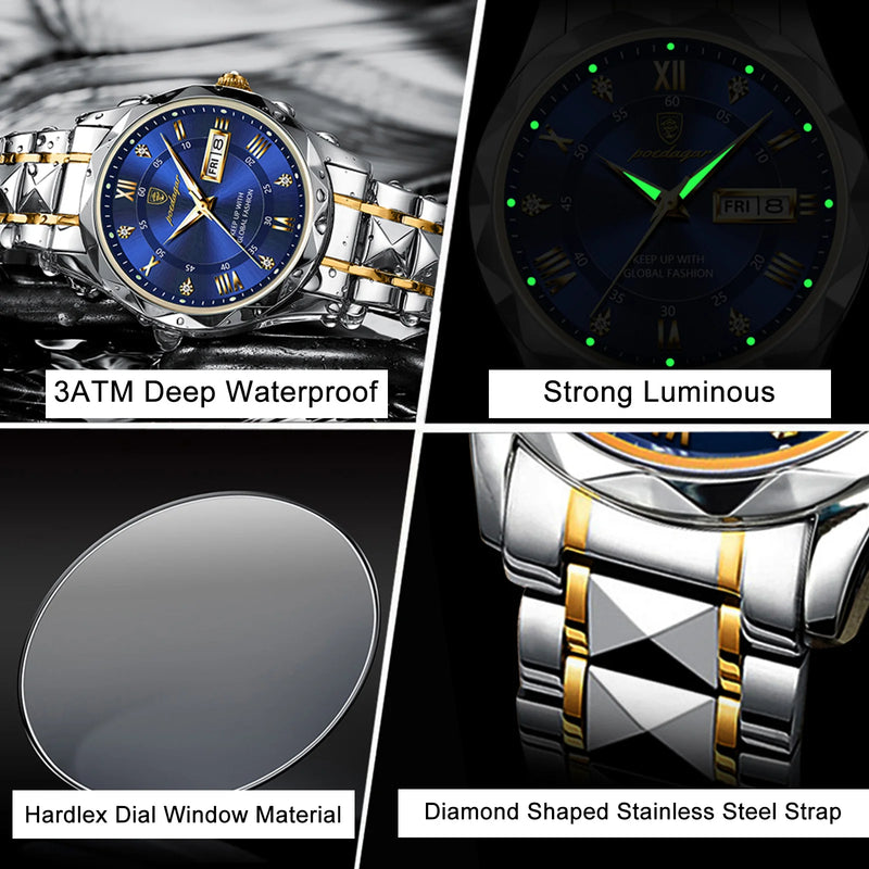 -Relógio de pulso quartzo em aço inoxidável impermeável com frete grátis para todo brasil