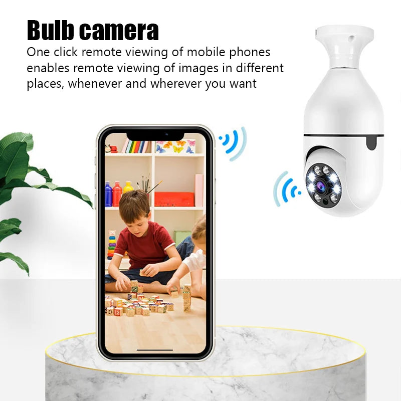 Câmera de Vigilância Bulbo com Visão Noturna, 5G, WiFi, E27, Rastreamento Humano Automático, Zoom Digital 4X Vídeo, Smart Home está com frete grátis